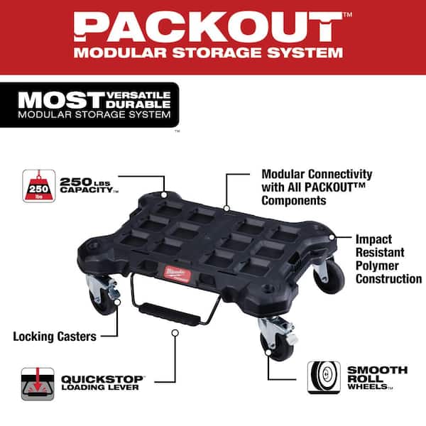Milwaukee - PACKOUT Dolly 24 in. x 18 in. Black Multi-Purpose Utility Tool Cart