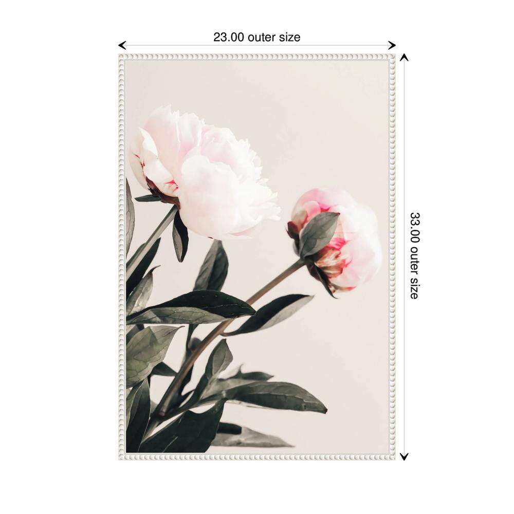 Beaded White Framed Peony Canvas Wall Art Print 23 x 33-in