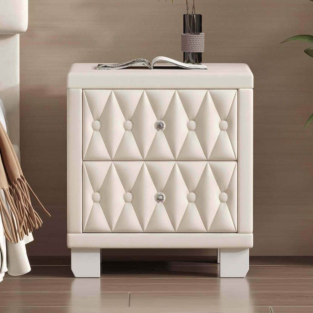 Beige 2-Drawers 18.1 in. W Nightstand price history on PriceWatchPro