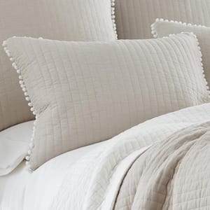 Pom Pom Taupe Solid Quilted Cotton 20 in. x 26 in. Standard Pillow Sham