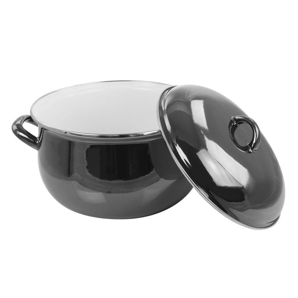 Black 6.5 Quart Steel Casserole Pan with Lid