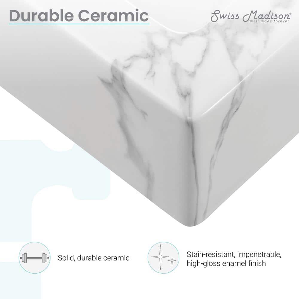 Voltaire White Marble Ceramic Wall-Mount Sink