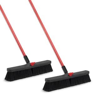 18 in. Smooth Surface Push Broom with Steel Handle (2-Pack)