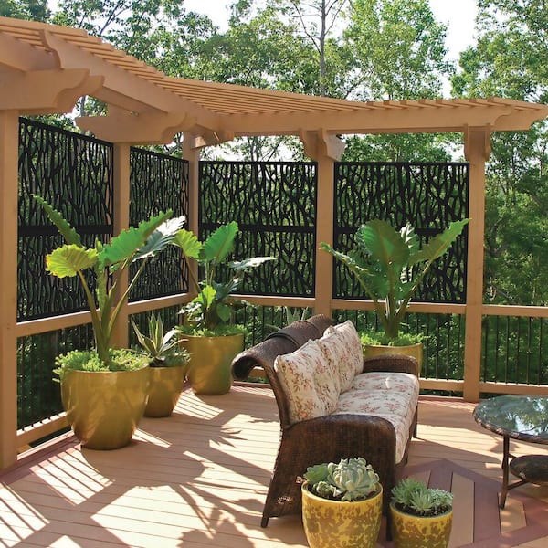 Barrette Outdoor Living 2 Ft X 4 Sprig Black Vinyl Decorative Screen Panel 73004791 The Home Depot Barrette Outdoor Living 2 Ft X 4, Outdoor Privacy Screen Panels Home Depot