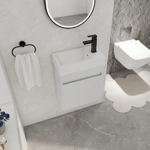 18 in. W x 11 in. D x 23 in. H Single Sink Floating Bathroom Vanity in White Straight Grain with White Resin Vanity Top