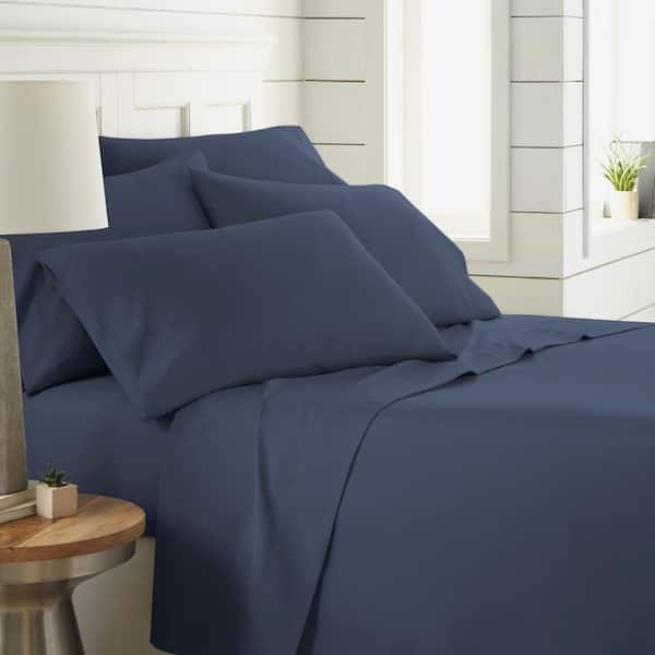 Southshore Fine Linens Vilano Series 21 in. Extra-Deep Pocket 6-Piece Dark Blue Queen Microfiber Sheet Set