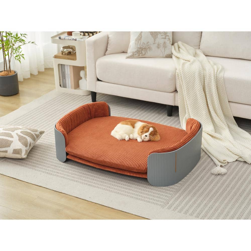 Large Grey Brown Scandinavian Style Cat Couch Bed, Pet Sofa Cats Pet Furnit