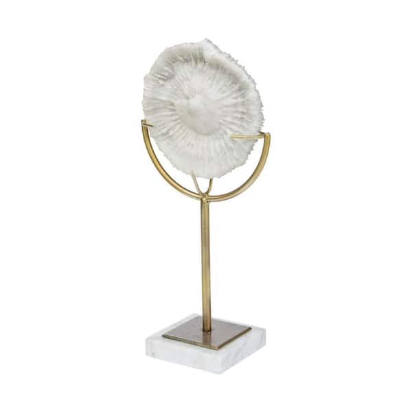 HomeRoots 15 in. Gold Jumbo White and Gold Coastal Sculpture