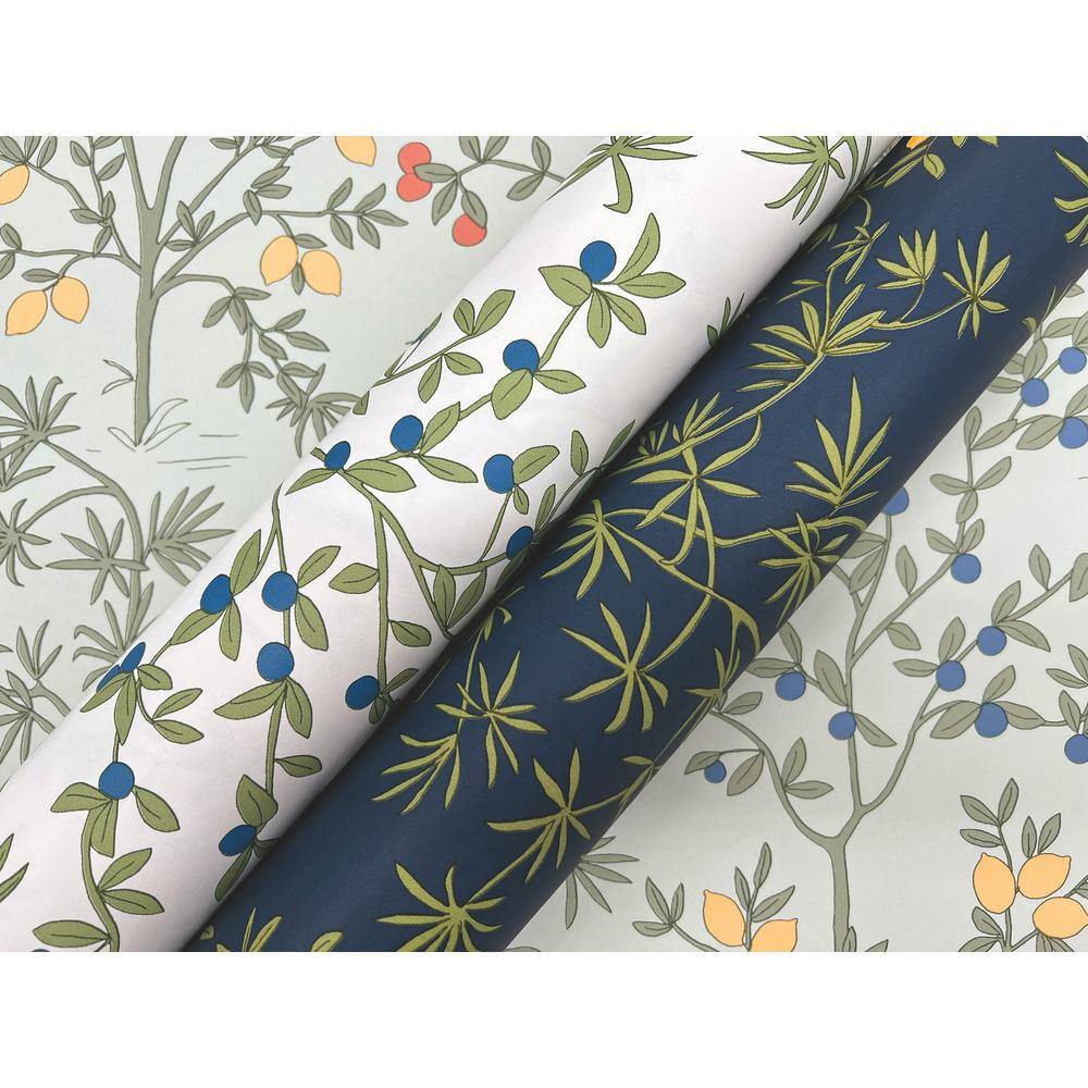 White Lemon Grove Peel and Stick Botanical Wallpaper