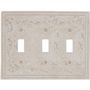 Faux Stone 3 Gang Toggle Resin Wall Plate - Almond