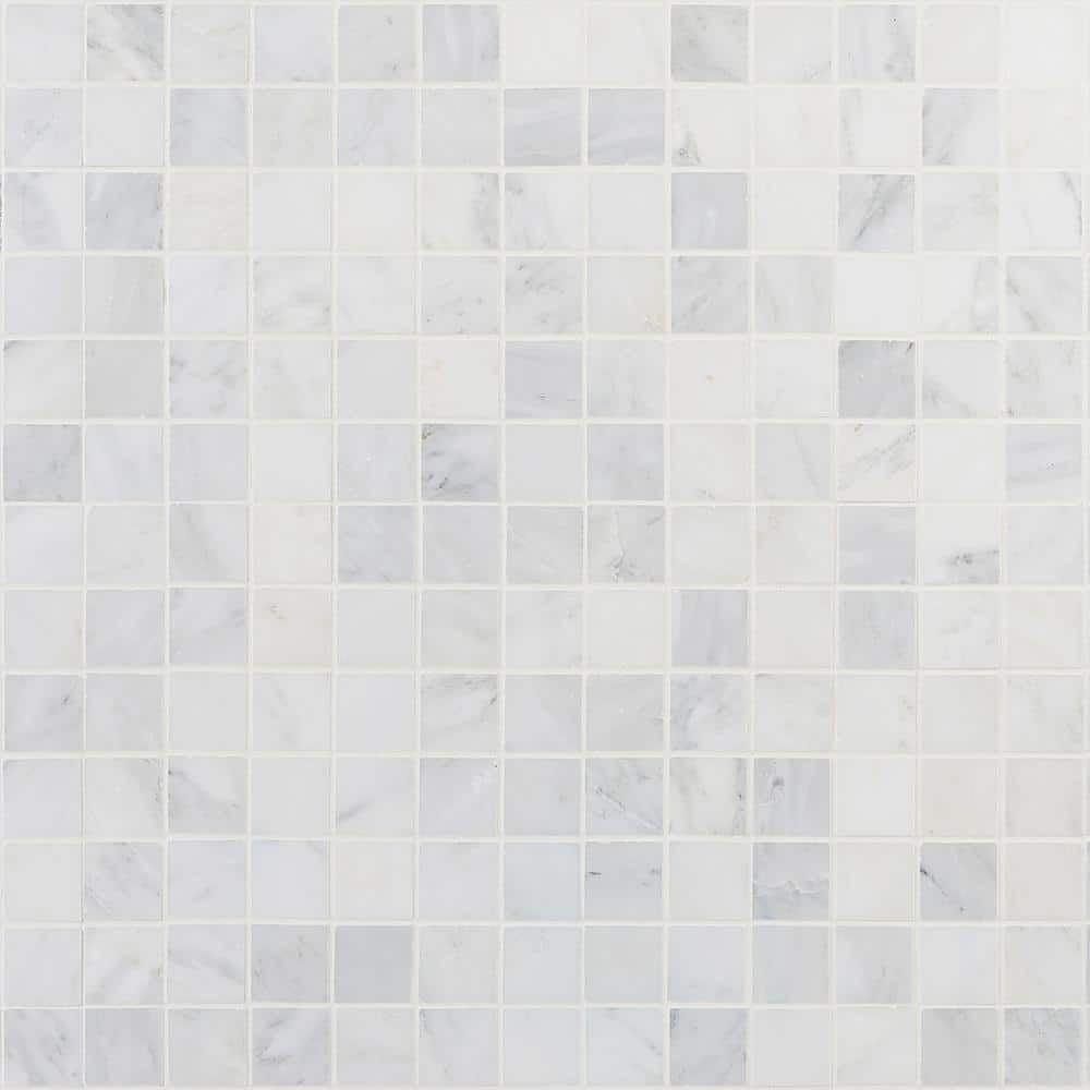 White 12x12 Honed Marble Mosaic Tile