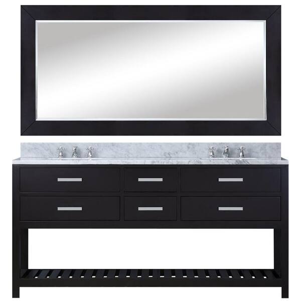 Water Creation 60 in. Vanity in Espresso with Marble Vanity Top in Carrara White and Mirror