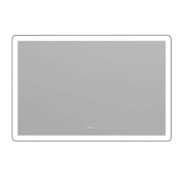 60 in. W x 40 in. H Rectangular Aluminum Framed and Dimmable 3-Color Temperature Wall Mount LED Bathroom Mirror in Black