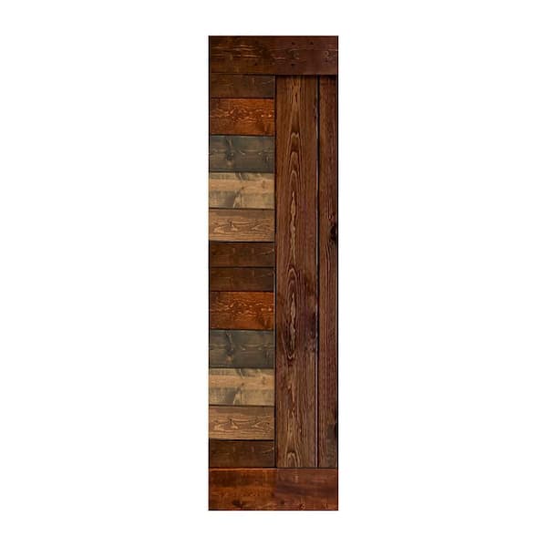 ISLIFE L Series 24 in. x 84 in. Multi-Color Finished Solid Wood Barn Door Slab - Hardware Kit Not Included