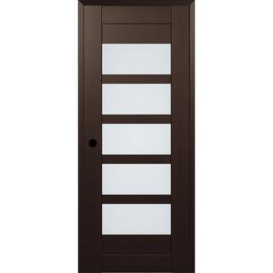 28 in. x 84 in. 07-07 Right-Hand 5-Lite Frosted Glass Veralinga Oak Composite DIY-Friendly Single Prehung Interior Door