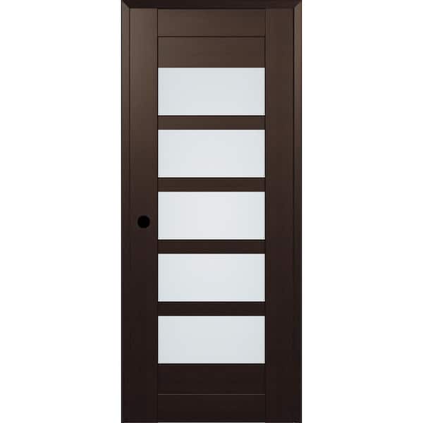 Belldinni 28 in. x 80 in. 07-07 Right-Hand 5-Lite Frosted Glass Veralinga Oak Composite DIY-Friendly Single Prehung Interior Door