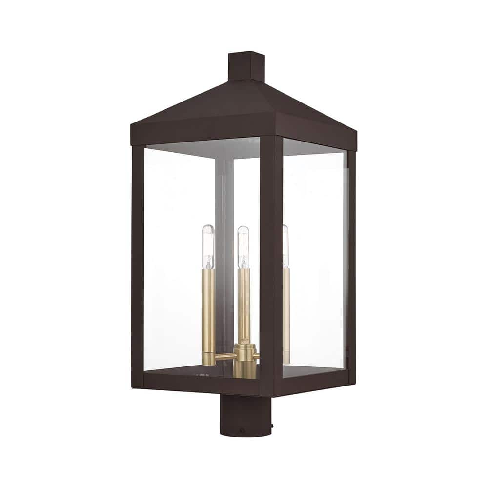 Creekview 24 in. 3-Light Bronze Cast Brass Hardwired Outdoor Rust Resistant Post Light with No Bulbs Included price history on PriceWatchPro