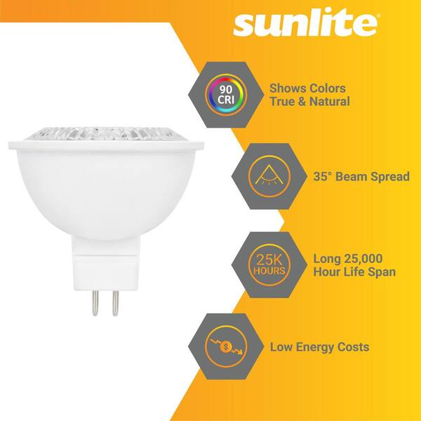 LUXRITE MR16 LED Bulb 50W Equivalent, 12V, 2700K Warm White Dimmable, 500  Lumens, GU5.3 LED Spotlight Bulb 6.5W, Enclosed Fixture Rated, Perfect for