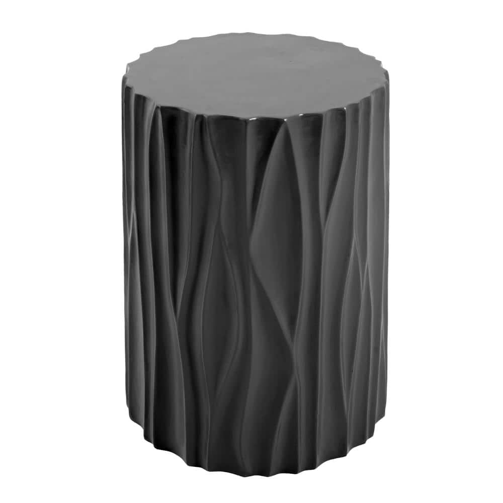 Matte Black MGO Cylindrical Side Table with Wave Texture, 15.75 in. Dia. x 21.97 in. H, Pre-Assembled price history on PriceWatchPro