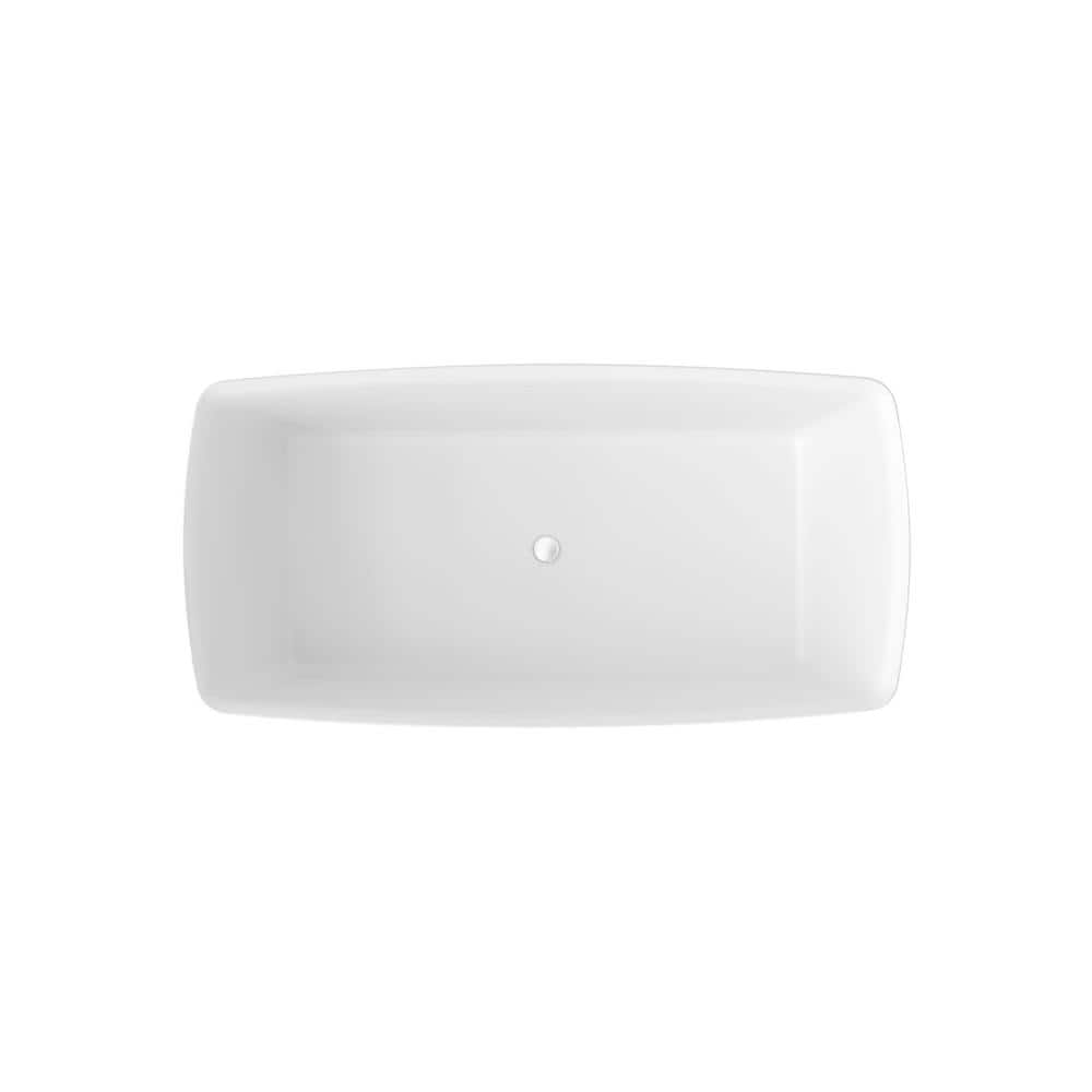 Glossy White Freestanding Acrylic Soaking Bathtub with Chrome Finish
