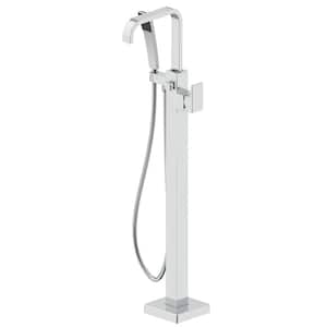 Single Handle Freestanding Tub Faucet with Hand Shower in Chrome