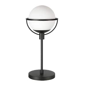Cieonna 21 in. Blackened Bronze Globe & Stem Table Lamp with Glass Shade