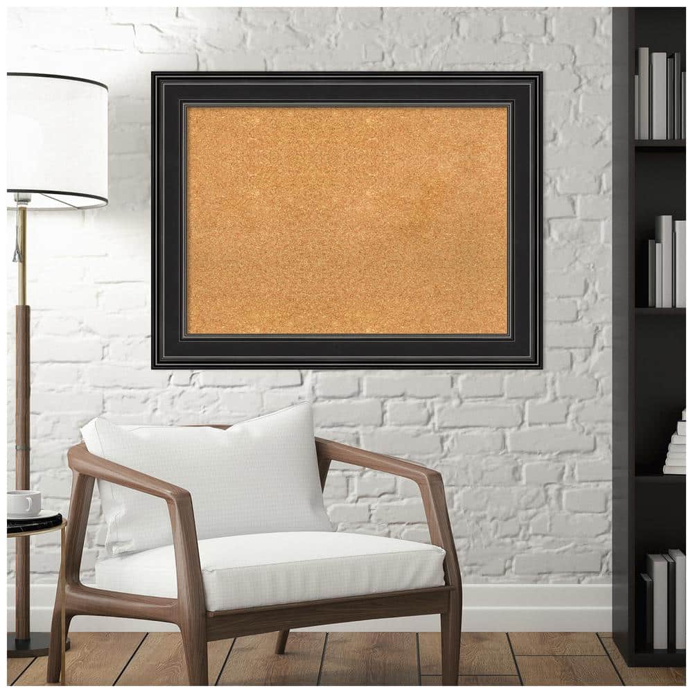 Amanti Art Black Framed Natural Cork Bulletin Board
