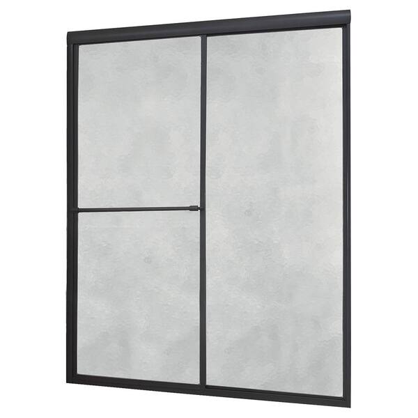 Foremost Tides 56 in. to 60 in. x 70 in. H Framed Sliding Shower Door in Oil Rubbed Bronze and Obscure Glass