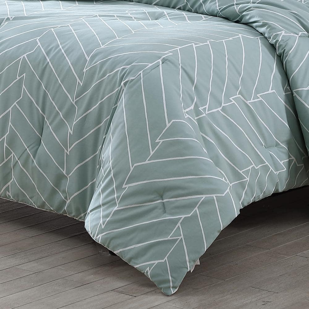 Ceres Twin Green and White Cotton Duvet Cover Set