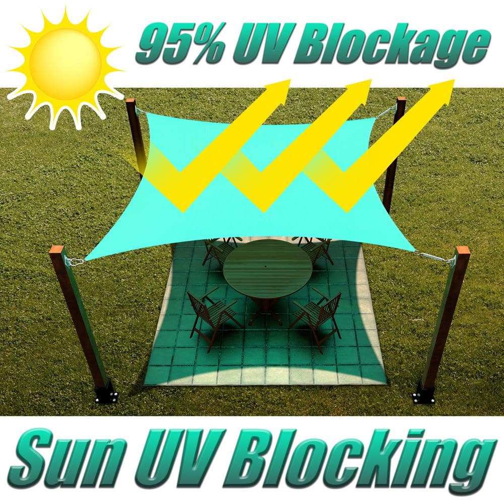 Turquoise 10' x 13' HDPE Rectangle Patio Sun Shade Sail