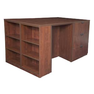 Magons Stand Up 2-Lateral File/ 2 Desk Quad with Bookcase End- Cherry