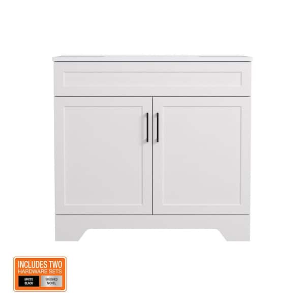 Southfield 37 in. Single Sink White Bath Vanity with Engineered Solid Surface Top (Assembled)