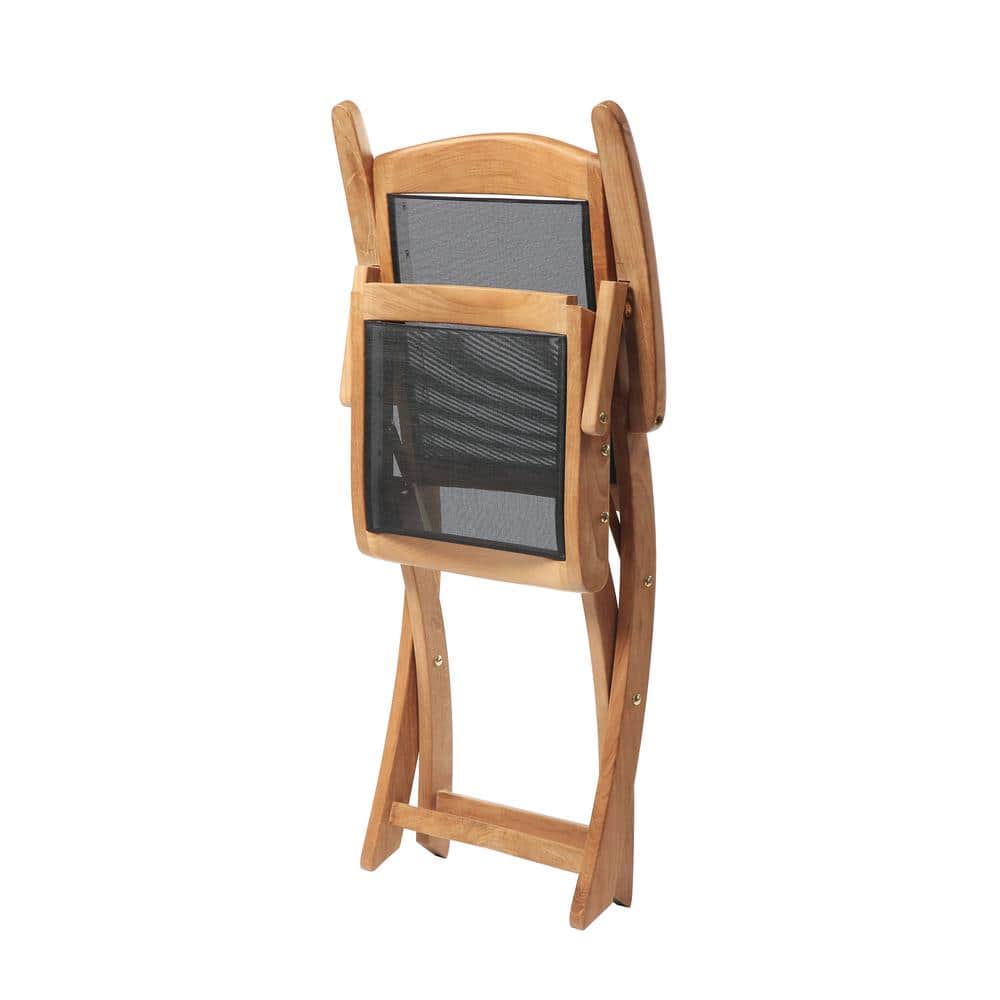 Colorado Honey Teak Folding Outdoor Dining Chair with Textilene Seat