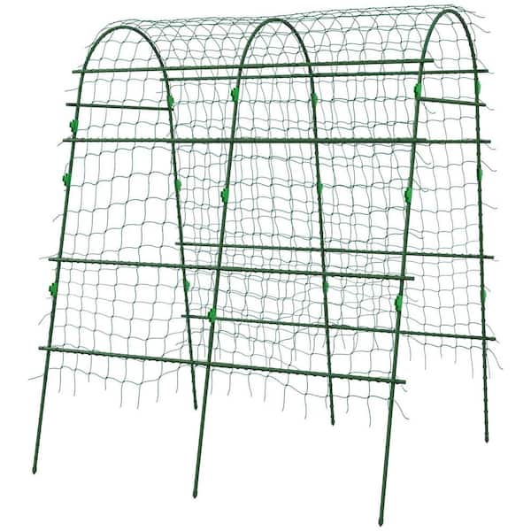 81 in. Metal Arch Trellis for Climbing Plants A-Frame Garden Support for Cucumbers, Grapes, Peas, Outdoor Green Decor
