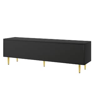 Black TV Stand Fits TV's up to 75 in. with 5 Champagne Legs