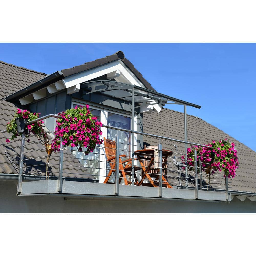 Vega 7' x 7' Gray Acrylic and Steel Door Awning