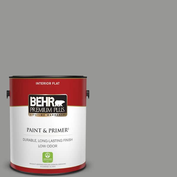 BEHR PREMIUM PLUS 1 gal. #PPU24-19 Shark Fin Flat Low Odor Interior Paint & Primer