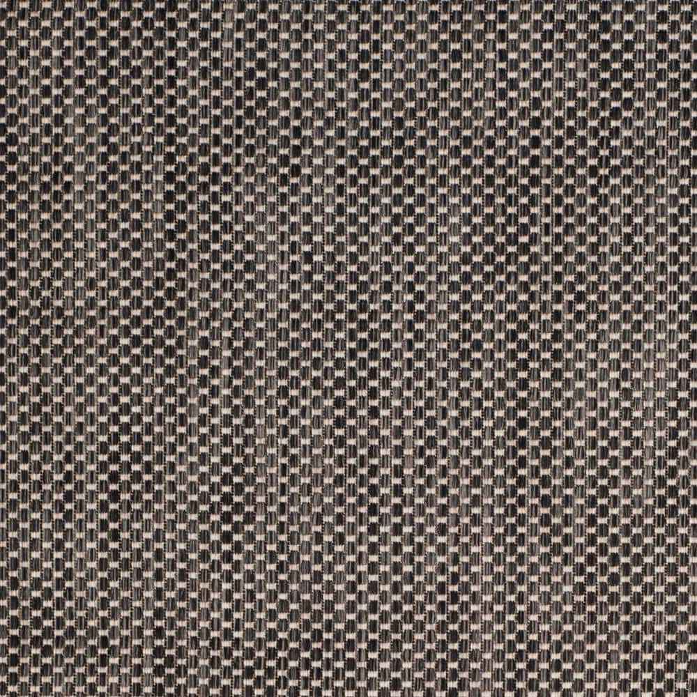 Elegant Black & Beige Checkered 2'3" x 12' Indoor/Outdoor Runner