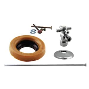 1/2 in. Nominal Compression Cross Handle Angle Stop Toilet Installation Kit with Brass Supply Line in Polished Chrome