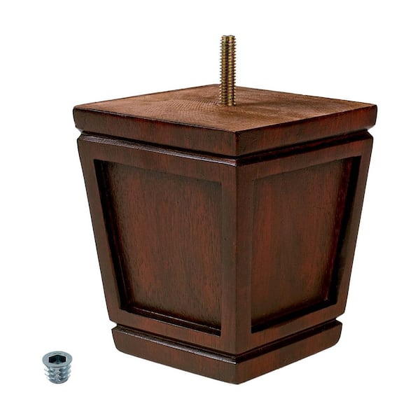 American Pro Decor 4-1/2 in. x 4 in. Stained Cherry Solid Hardwood Round Bun Foot