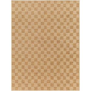 Pismo Beach Natural Wheat Checkered 7 ft. x 9 ft. Indoor/Outdoor Area Rug