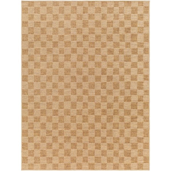 Livabliss Pismo Beach Natural Wheat Checkered 8 ft. x 8 ft. Indoor/Outdoor Area Rug