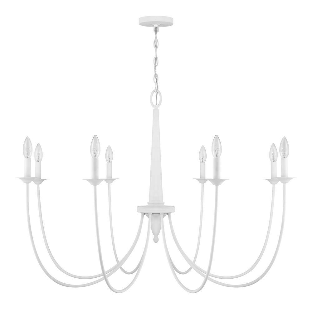 Bisque White 8-Light Metal Candle Chandelier