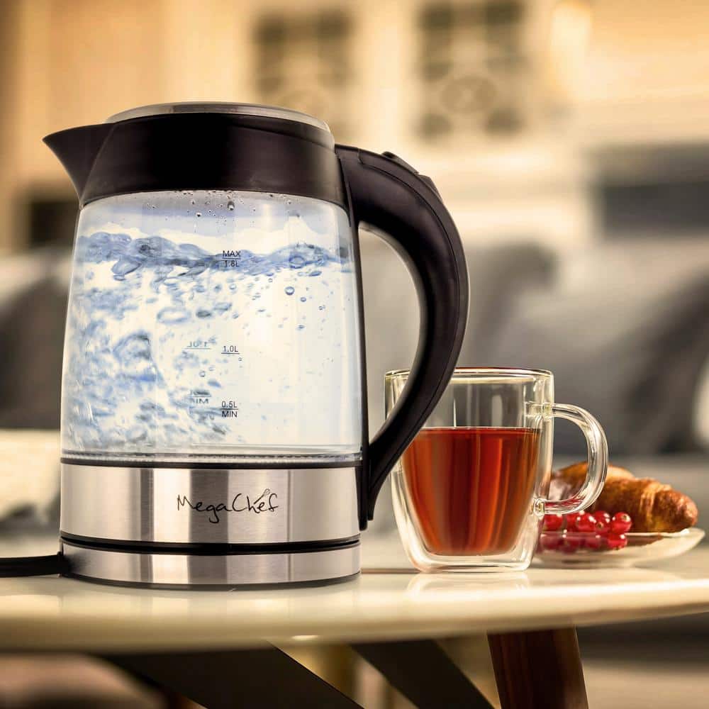 MegaChef 1.8L Glass and Stainless Steel Electric Kettle