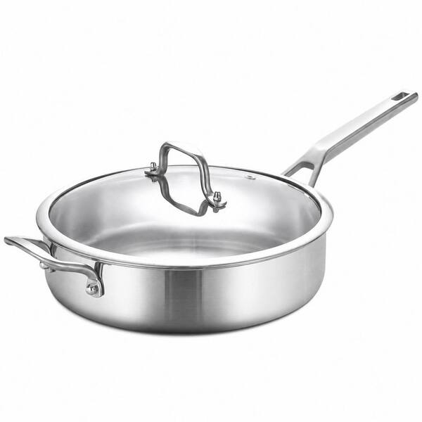 12-Inch Tri-Ply Stainless Steel 5 qt Sauté Pan with Tempered Glass Lid