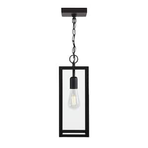 Hurley Modern 1-Light Matte Black Hardwired Outdoor Hanging Pendant Light