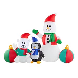 6.5 ft Pre-Lit LED Snowman and Friends Christmas Inflatable