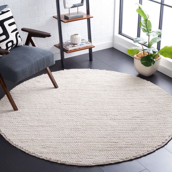 Natura 4 ft. x 4 ft. Ivory/Beige Basket Marle Round Area Rug