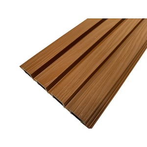 8.6 in. x 106 in. x 1.1 in. 4 Grid Composite Cladding Siding Outdoor Wall Panel in Light Teak Color (Set of 2-Piece)