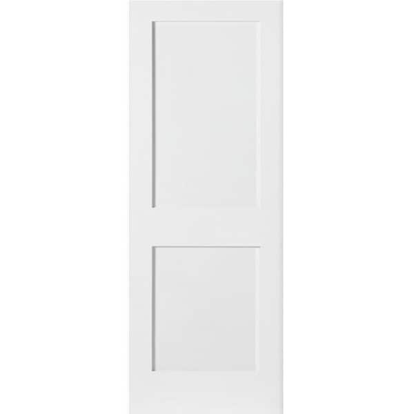 Krosswood Doors 32 in. x 80 in. Craftsman Shaker 2-Panel Primed Solid Core MDF Wood Interior Door Slab